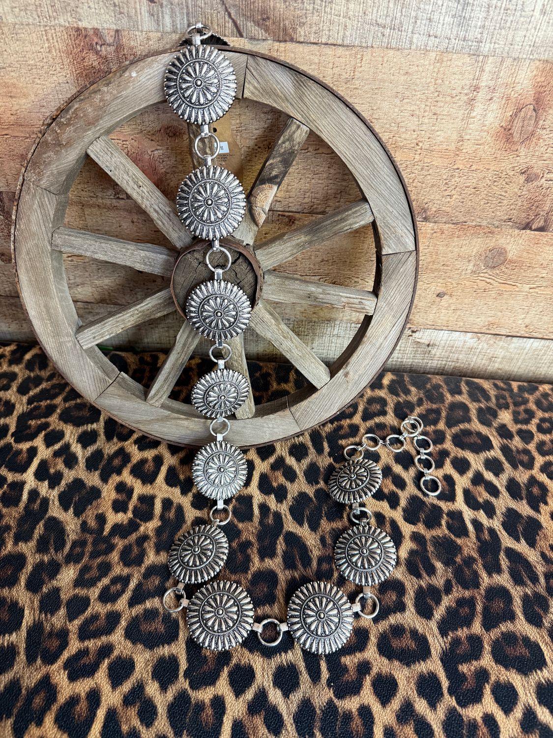 Western Metal Concho Chain Belt - L