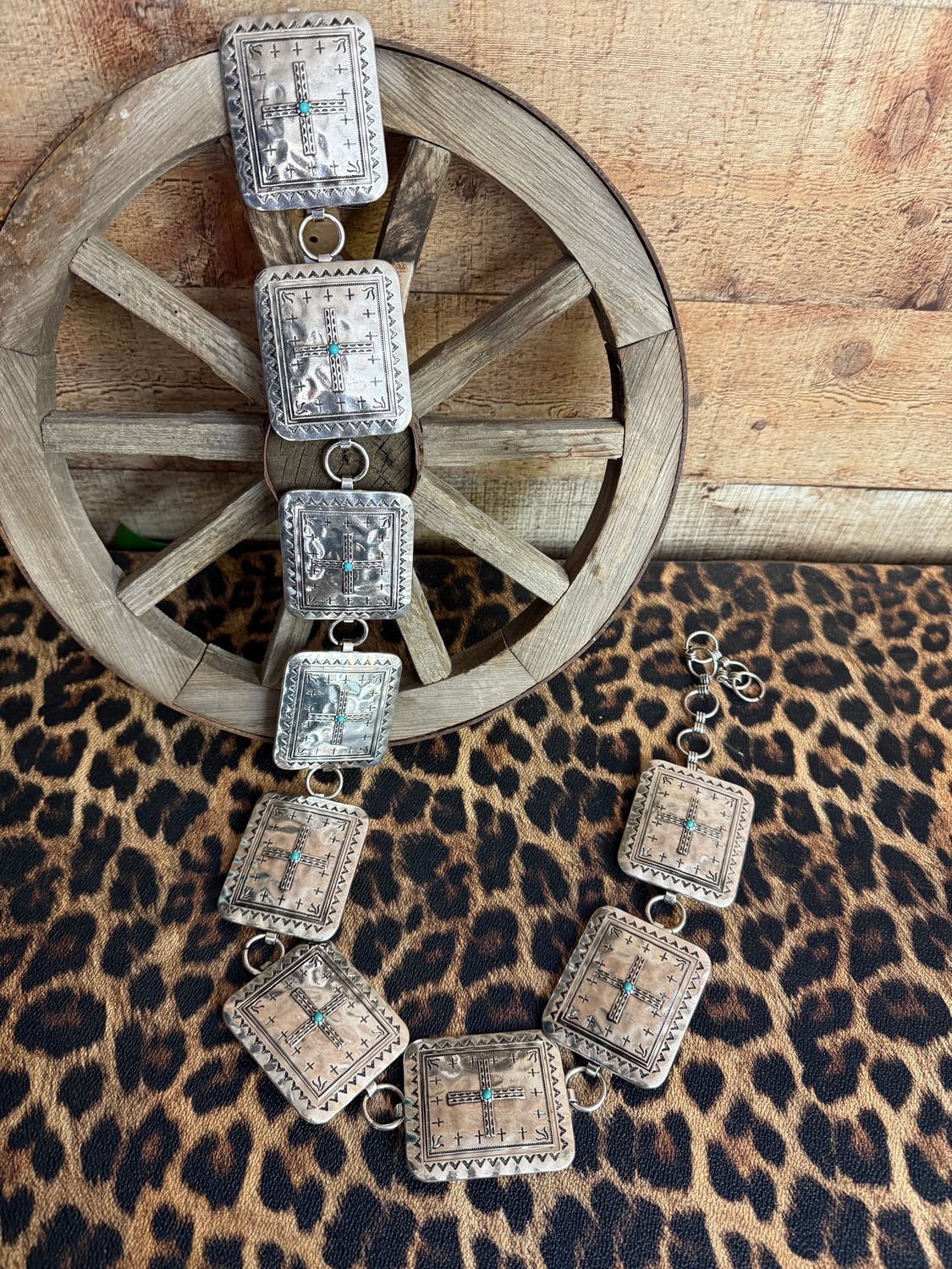 Concho Cross Turquoise Belt -S