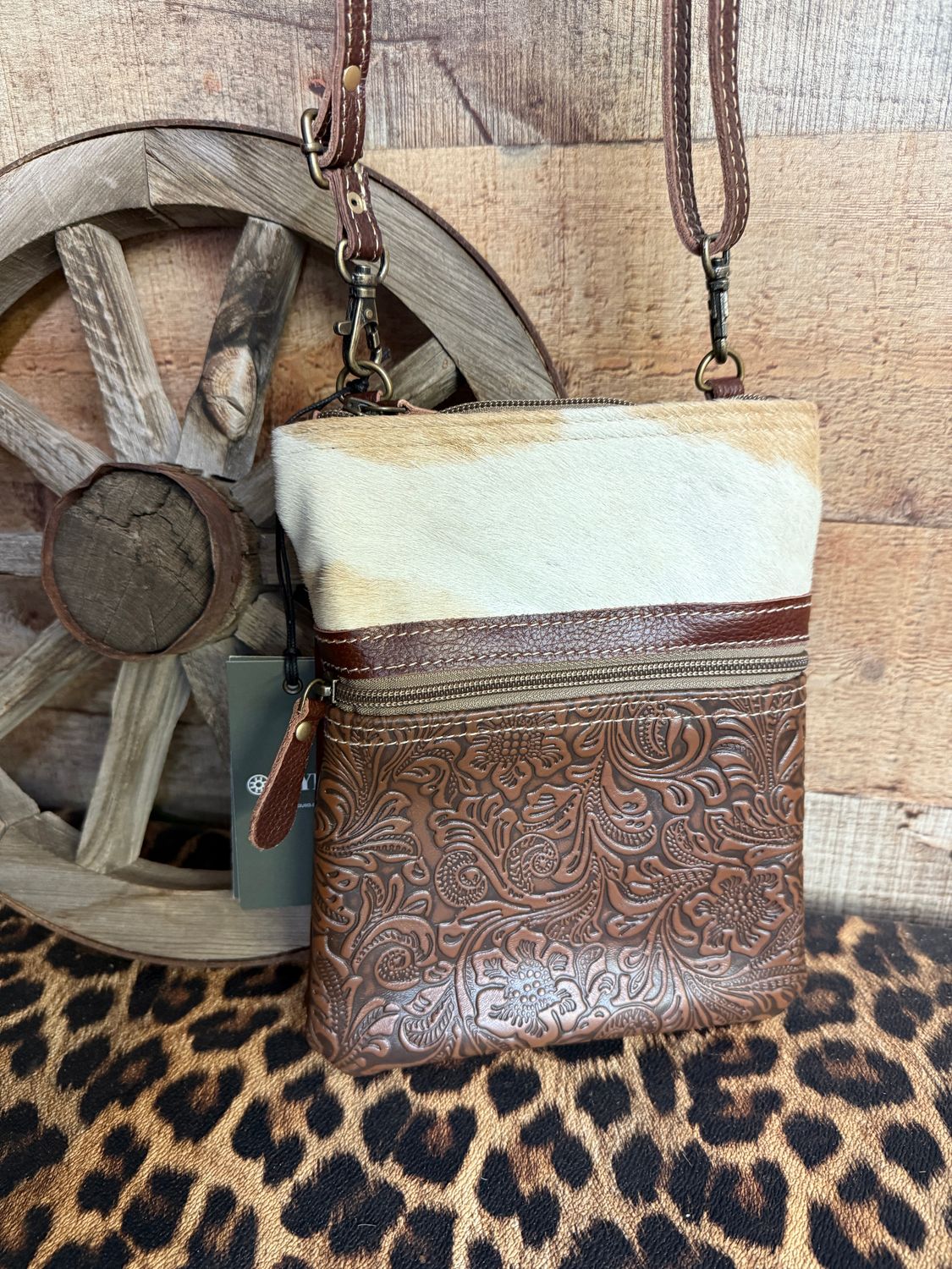 Embossed Leather &amp; Hide Bag