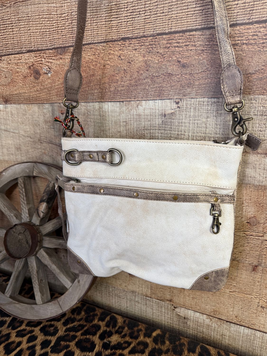 Leather Crossbody in Buttery Off White