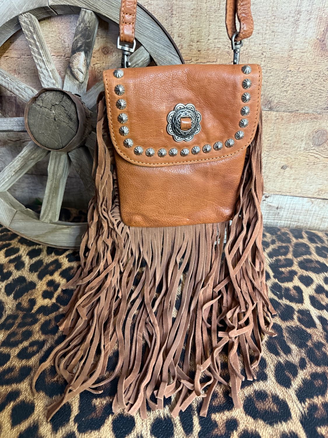 Wild Leather Fringe Bag in Tan