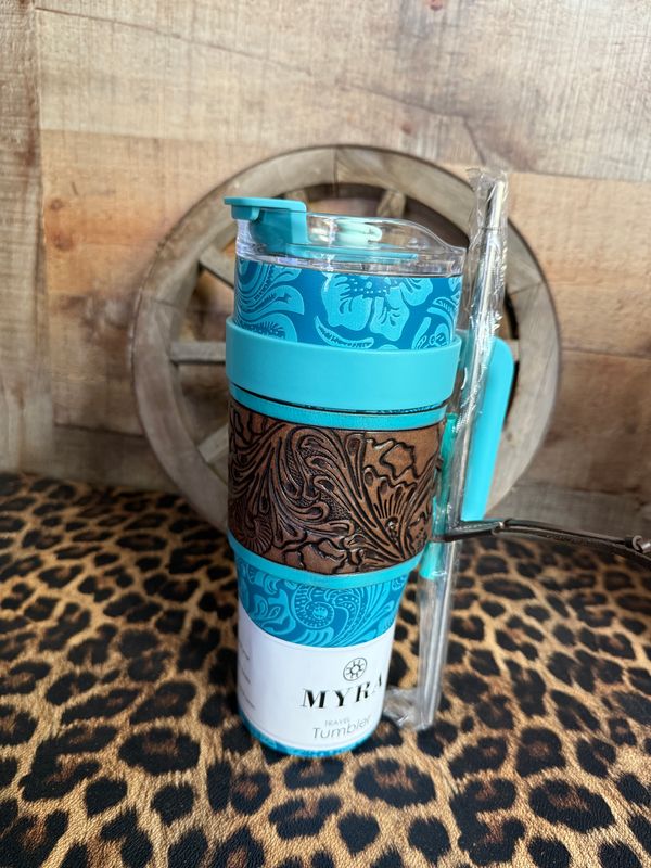 Turquoise Tooled Tumbler