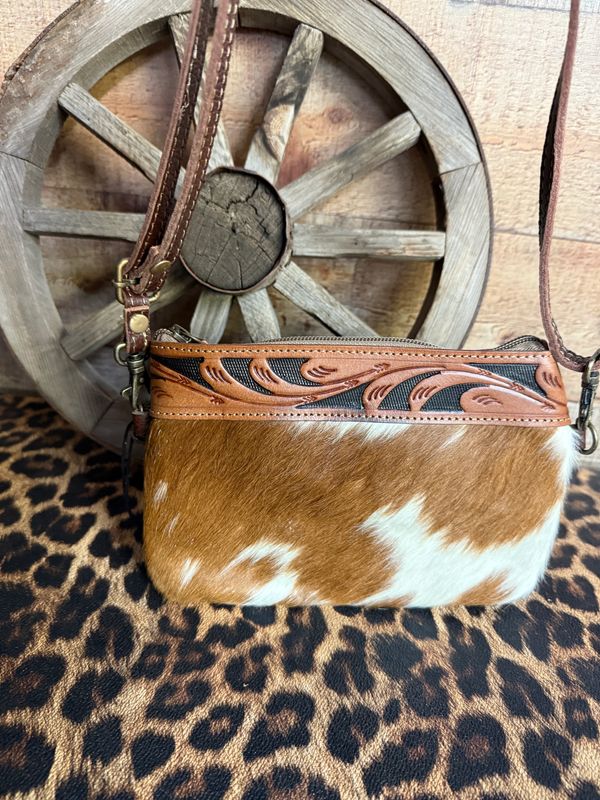 Cowhide Tooled Belt Bag 