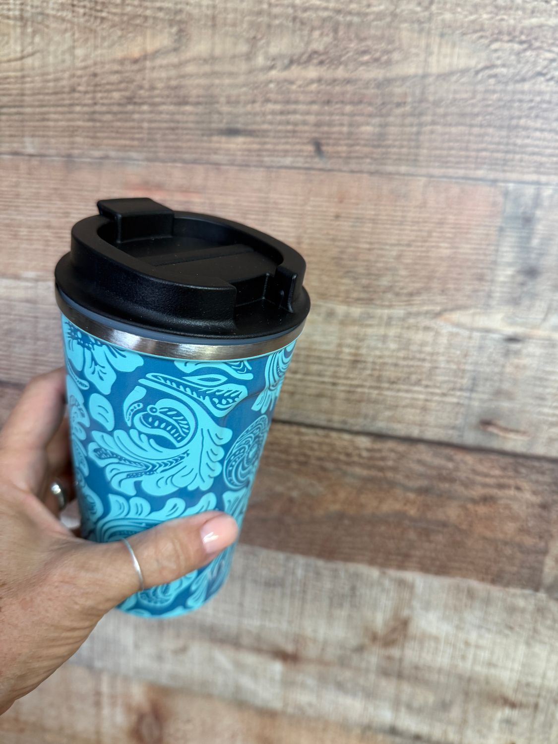 Stainless Steel Mug in Turquoise Design