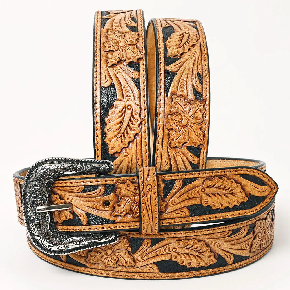 Medium Unisex Leather Belt with Black