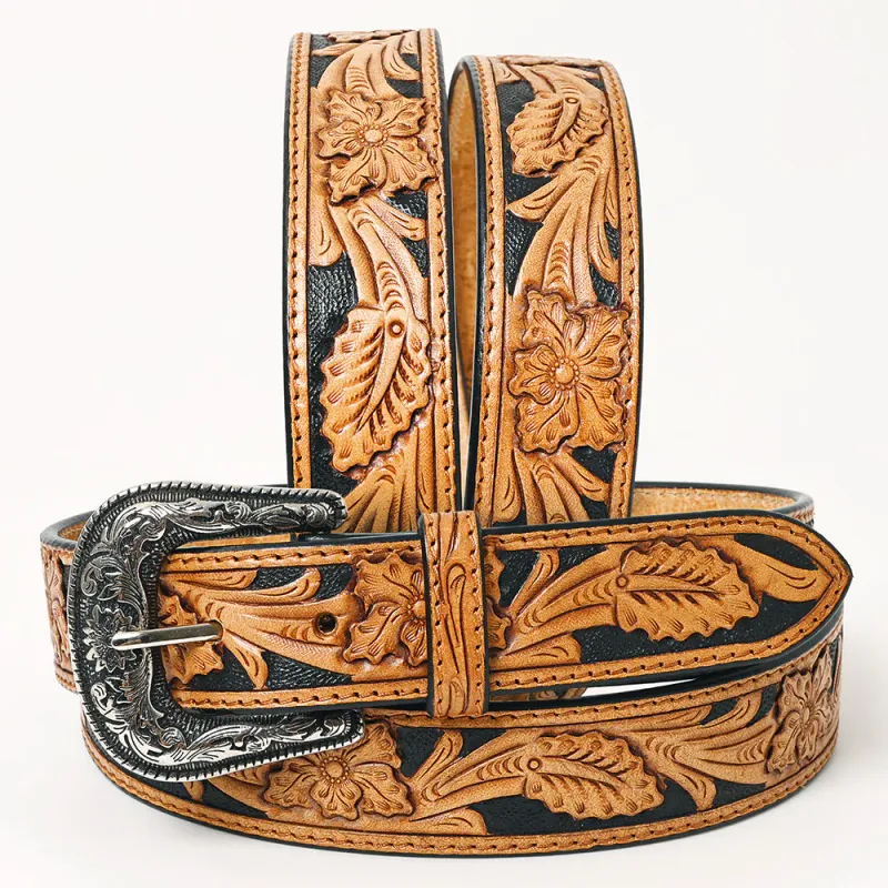 Medium Unisex Leather Belt with Black