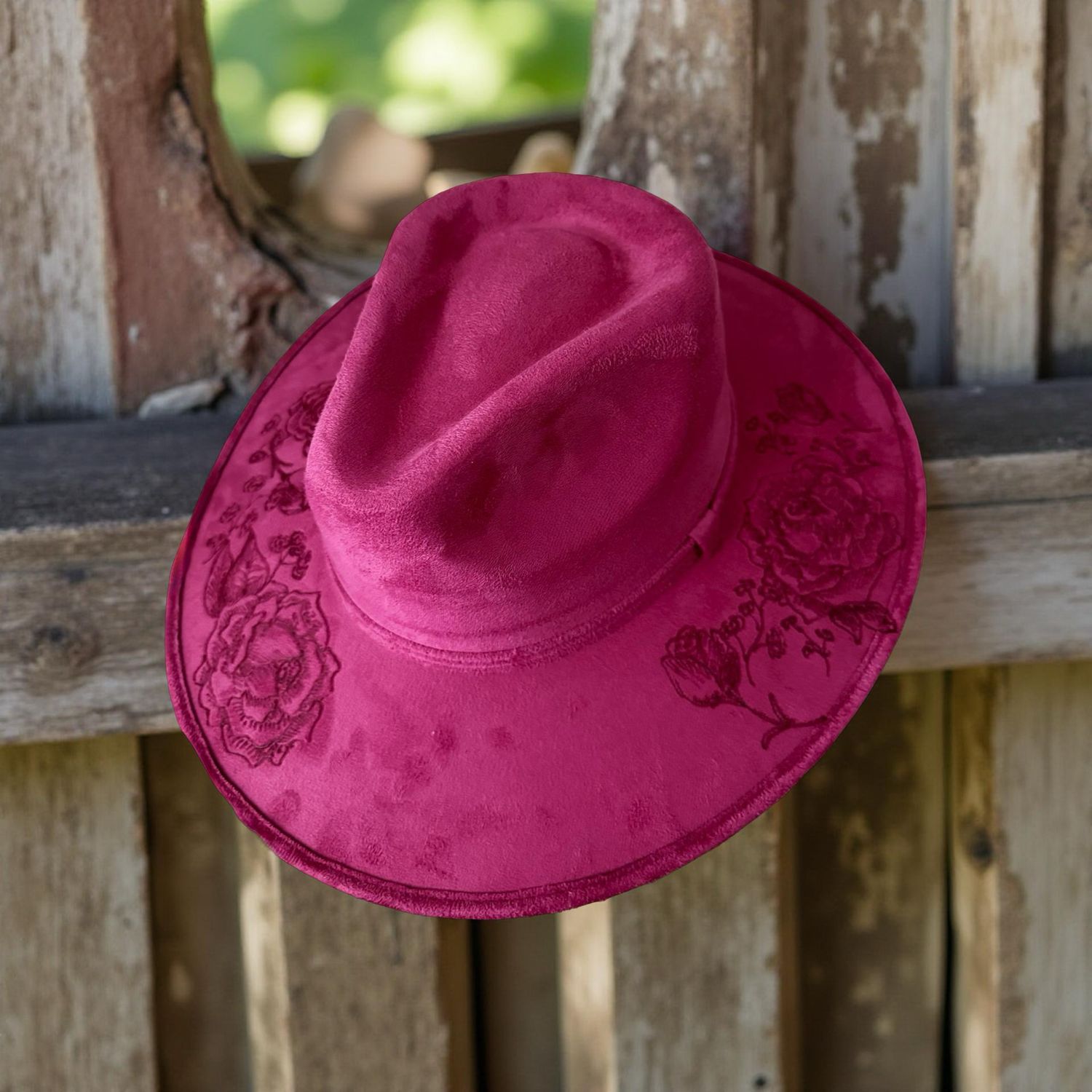 Crimson Rose Suede Hat