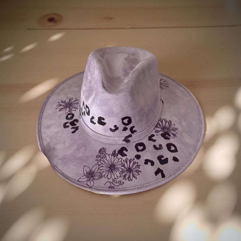 Lavender Leopard Floral Suede Hat