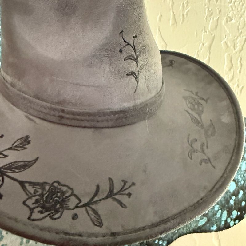 Floral Dark Gray Suede Hat