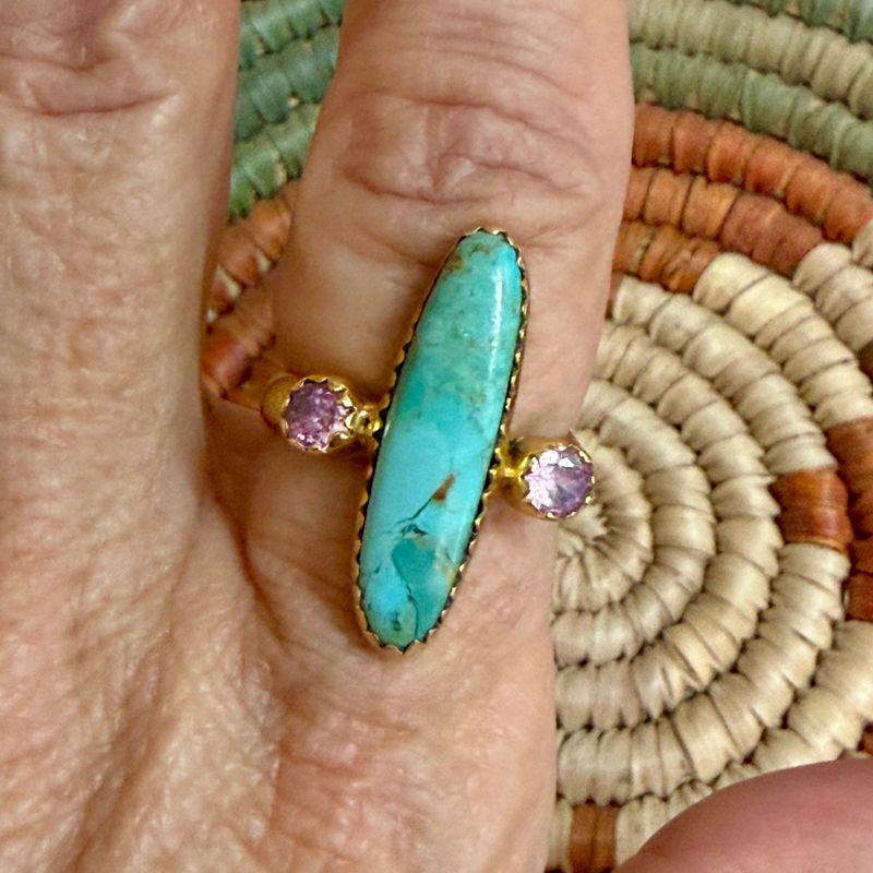 Turquoise Gold Adjustable Ring