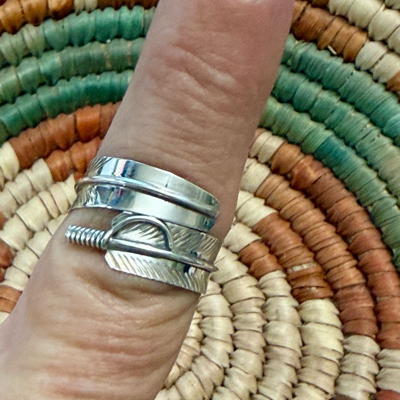 Silver Feather Adjustable Ring