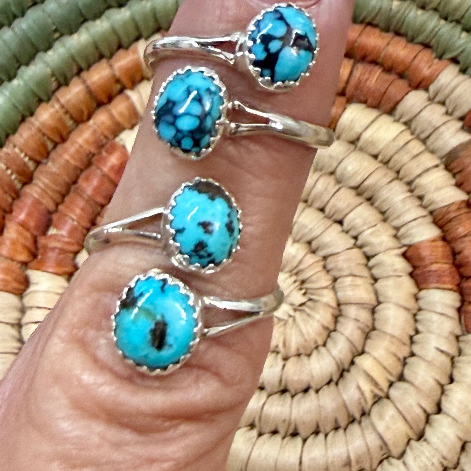Two-stone turquoise ring with adjustable style.  Stacks like a dream, feels like a fave!