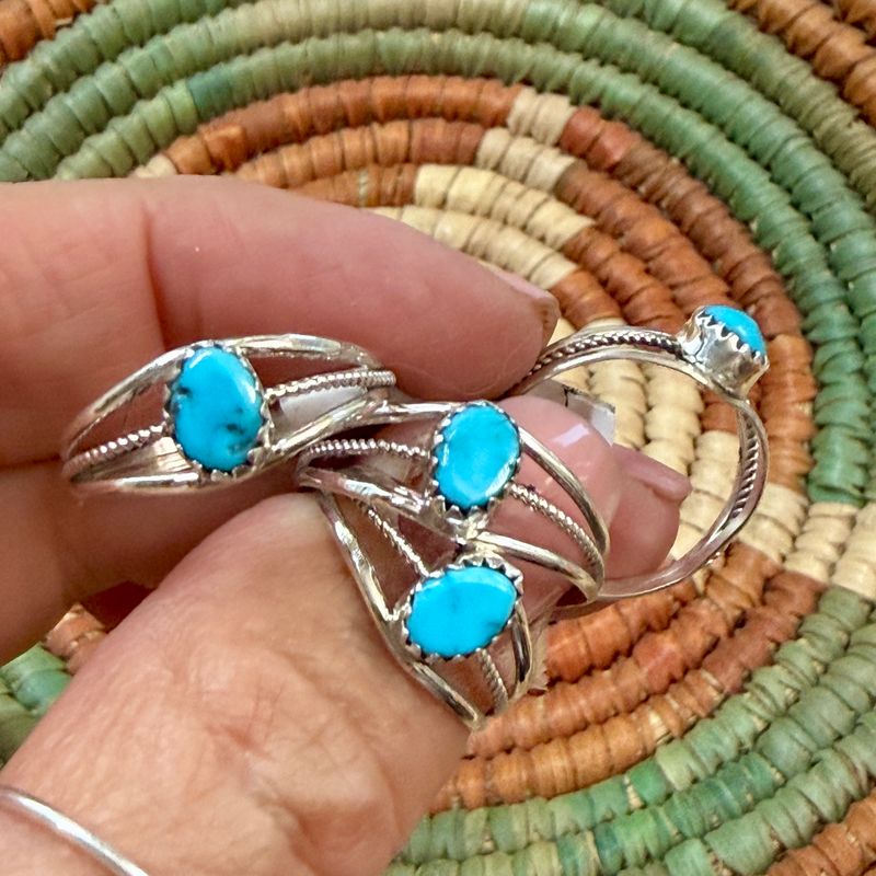 Turquoise Twist Wire Rings 