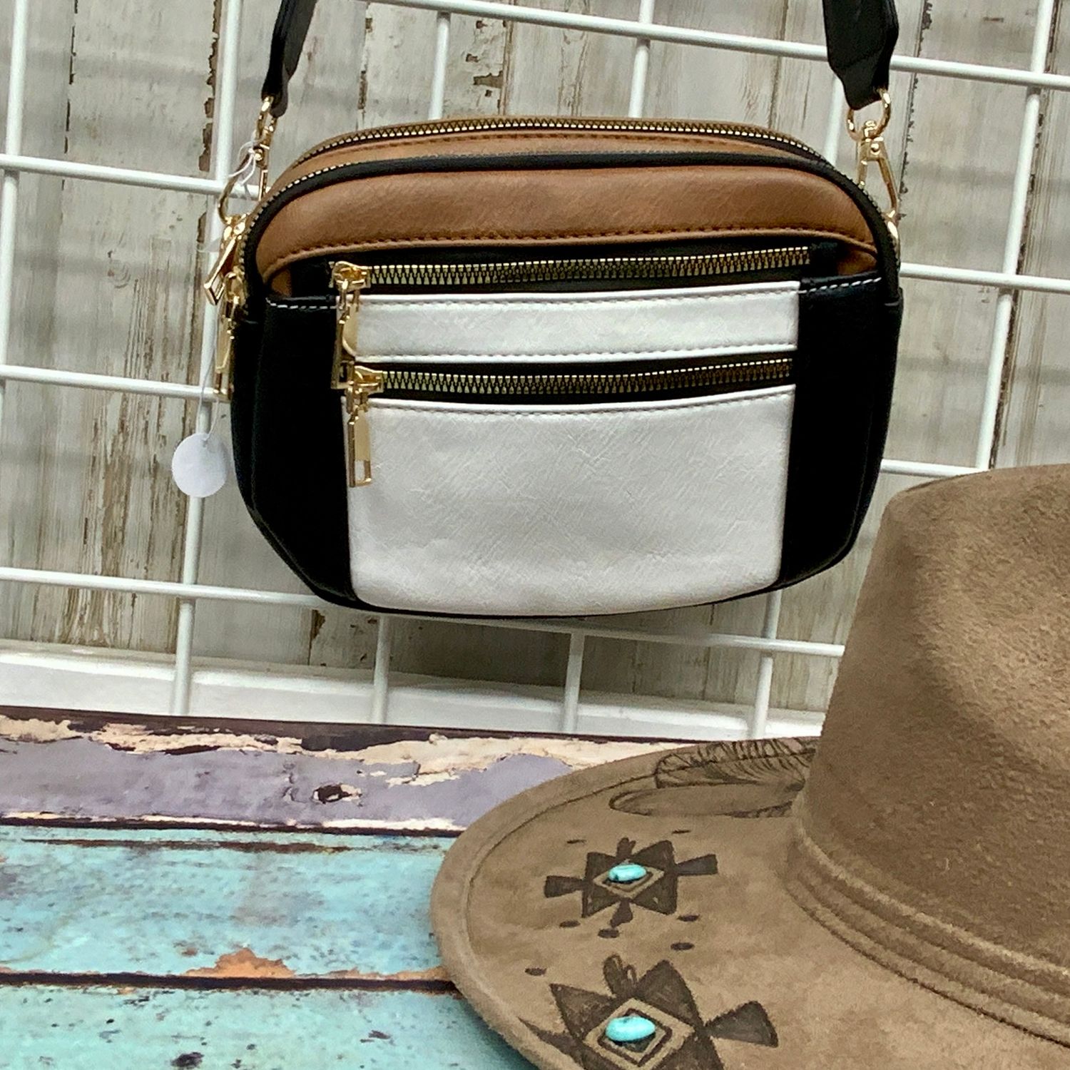 Black White Brown Crossbody Bag