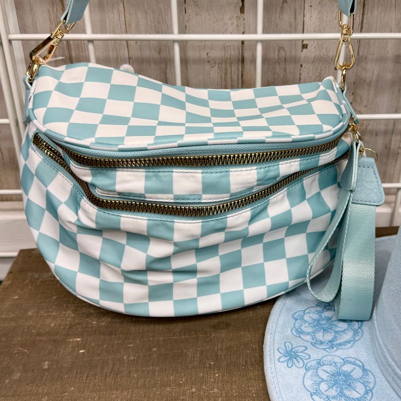 Blue Check Sling Bum Bag