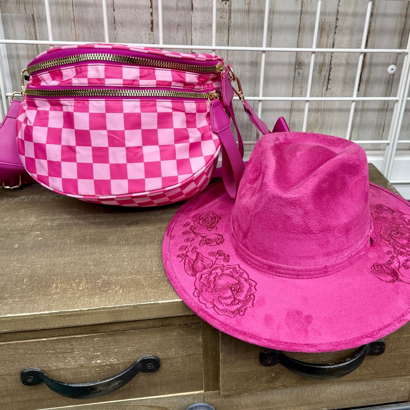 Pink Check Sling Bum Bag