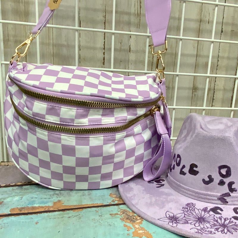 Lavender Check Sling Bum Bag