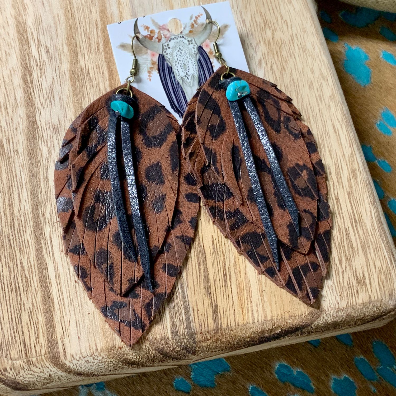Leopard Boho Fringe Earrings