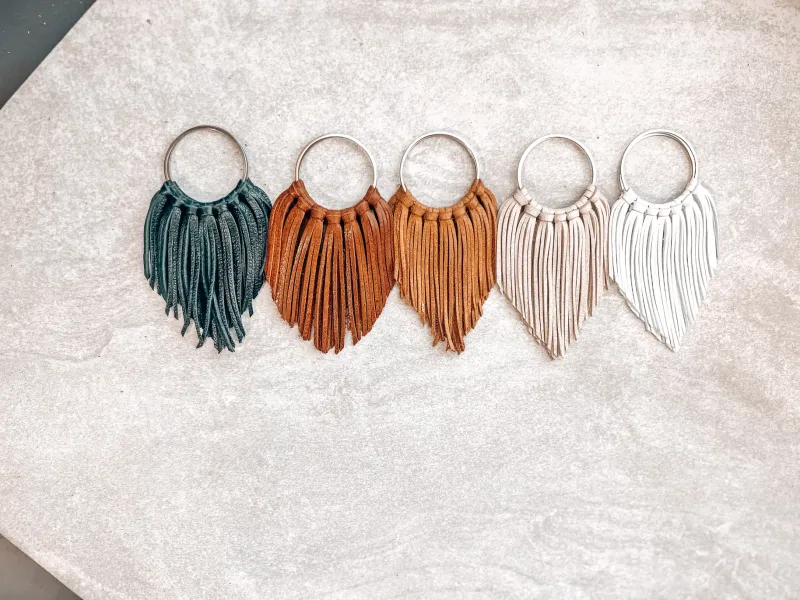 Camel Fringe Hoop Earrings