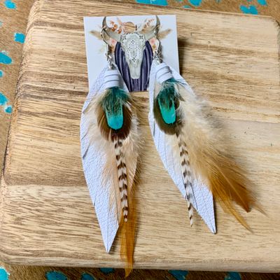 White Kalispell Feather Earrings