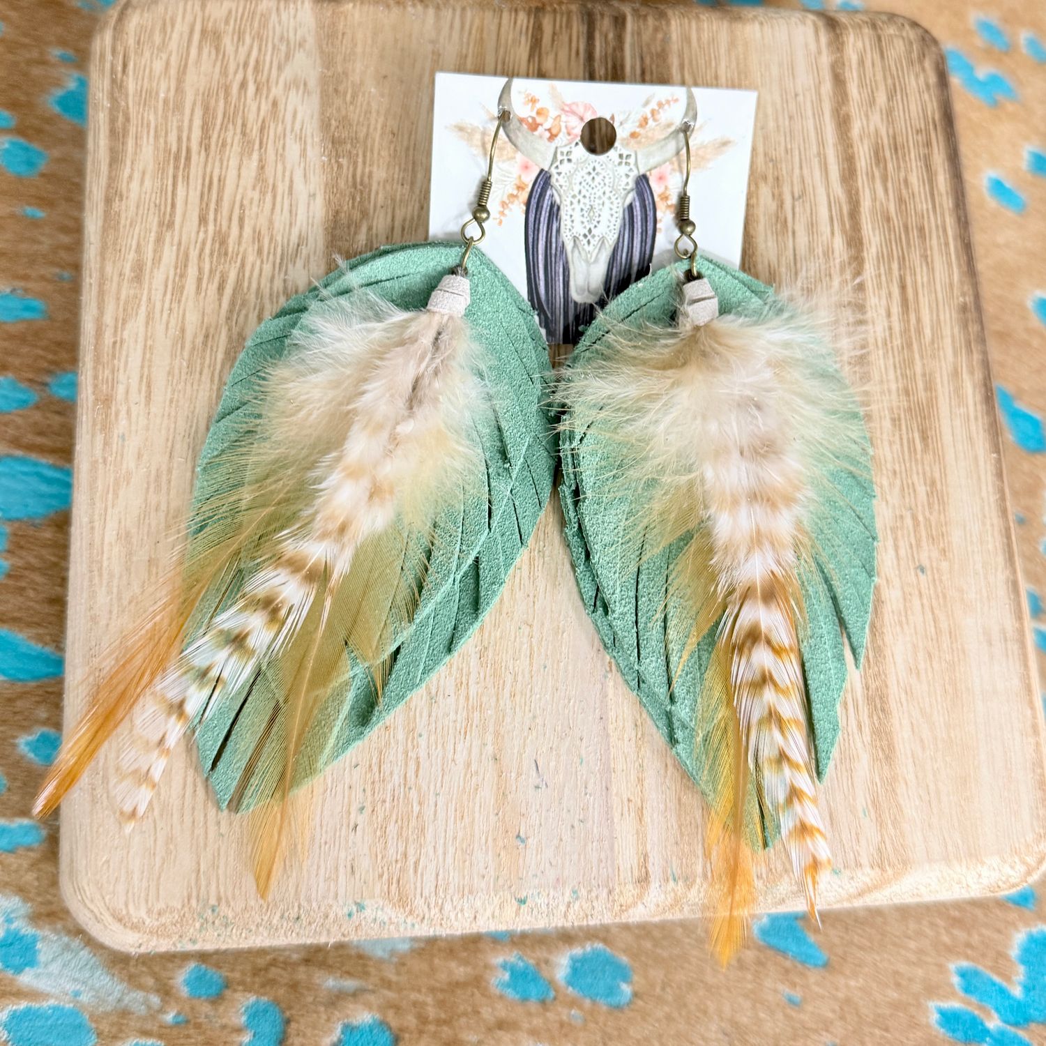Ronan Fringe Feather Earrings | Mint
