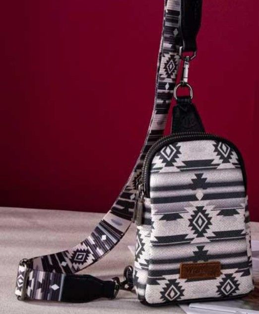 Wrangler Gray Aztec Sling Bag