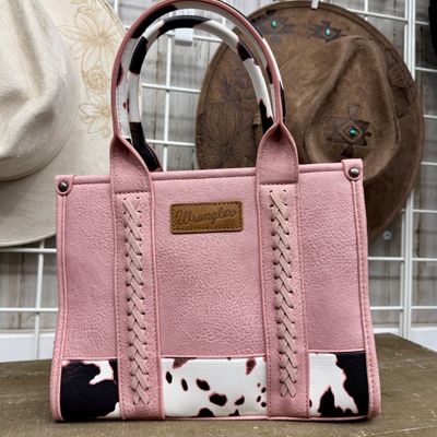 Wrangler Pink Cow Print Tote Crossbody Bag