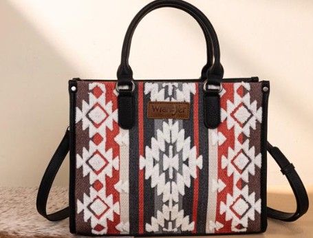 Wrangler Black Aztec Sherpa Tote Crossbody Bag