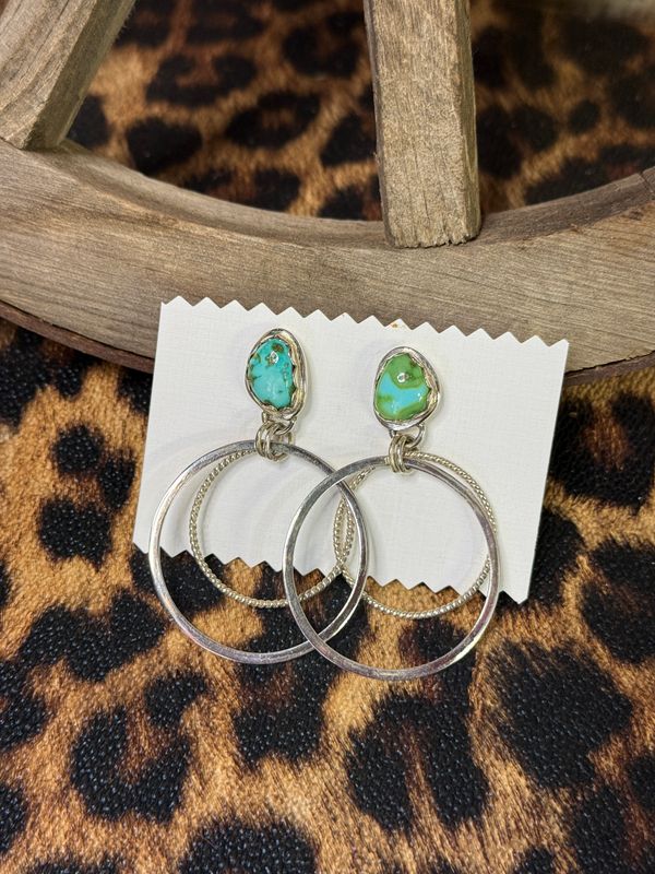 Honey Turquoise Hoop Earrings