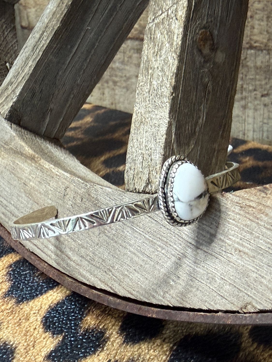 White Buffalo Single Stone Cuff