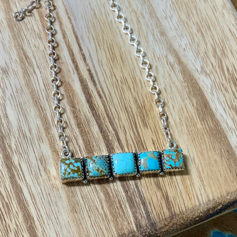 Turquoise Square Bar Necklace