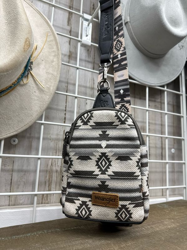 Wrangler Gray Aztec Sling Bag