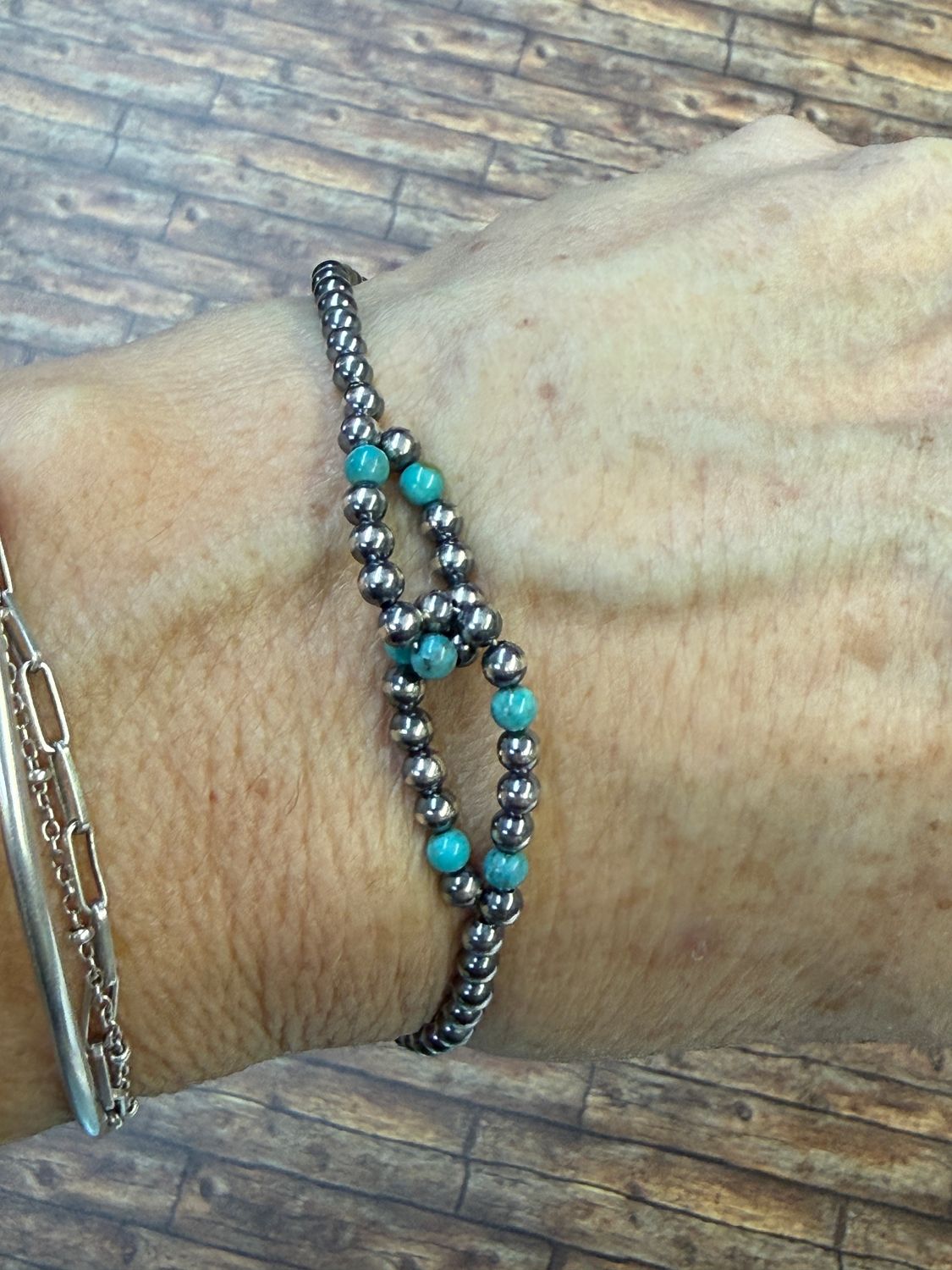 3mm Loop Sterling Pearl Bracelet with Turquoise