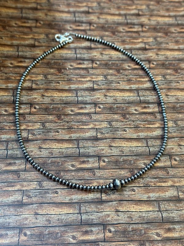 18” 3mm Pearls with 3 Larger Pearls Necklace