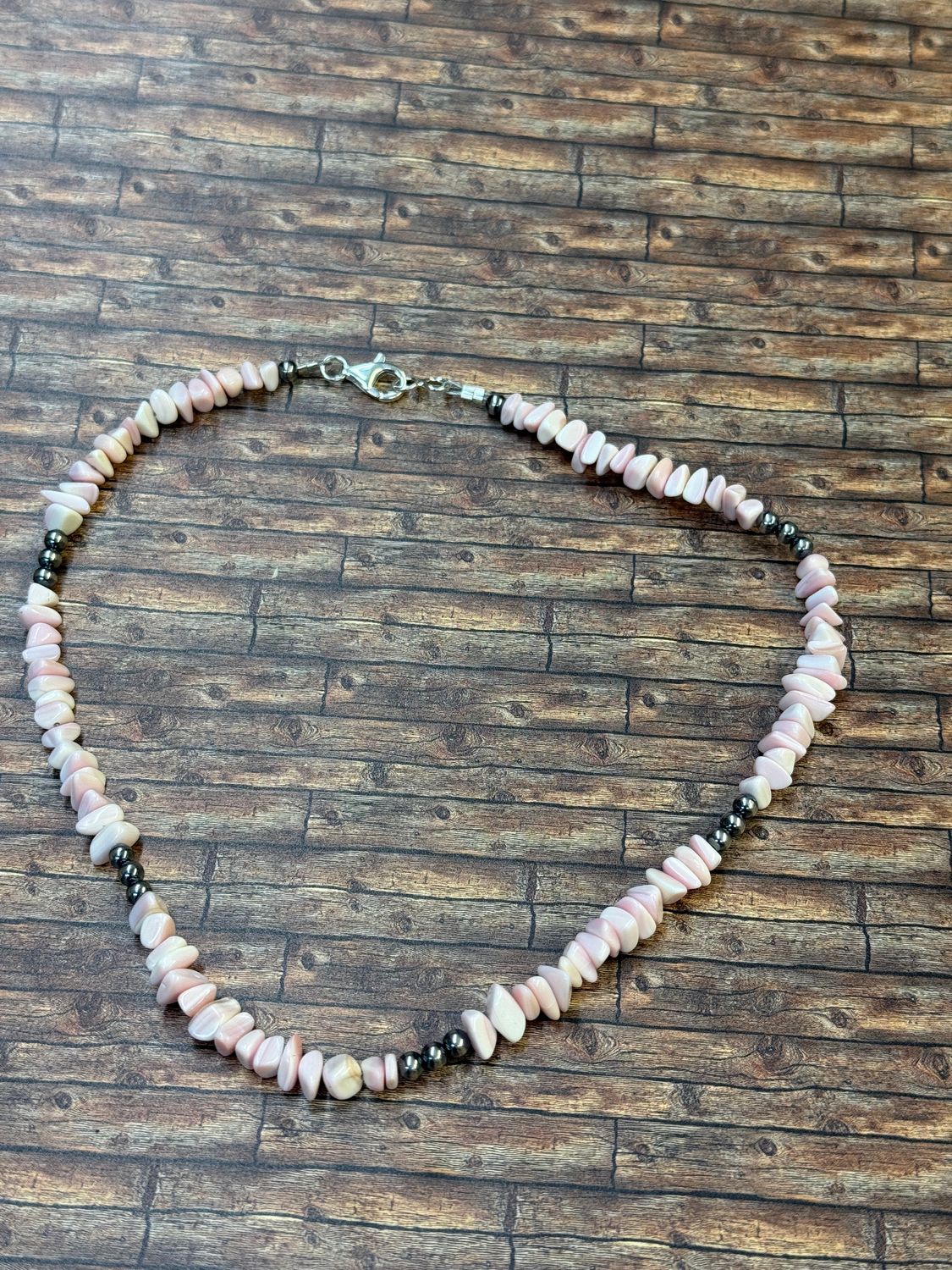 16” Pink Nugget with 4mm Sterling Pearls Necklace