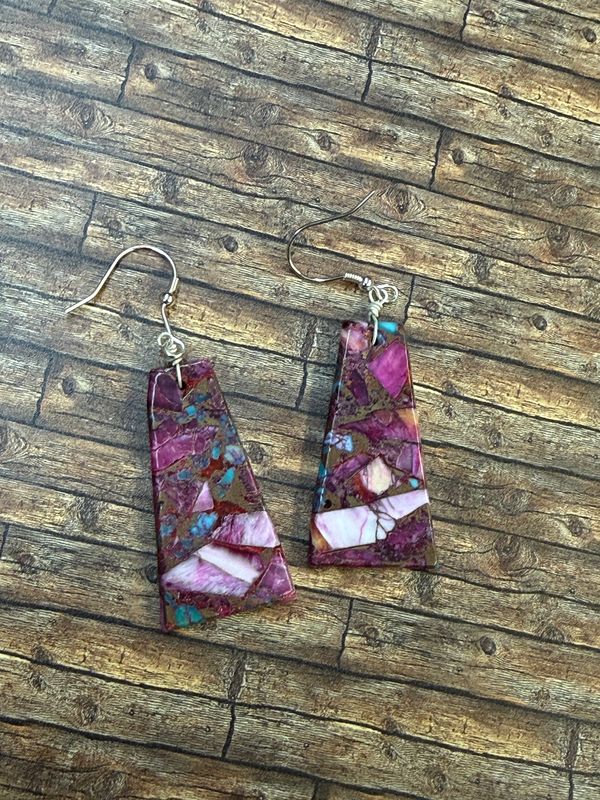 Purple Slab Earring with Turuqoise