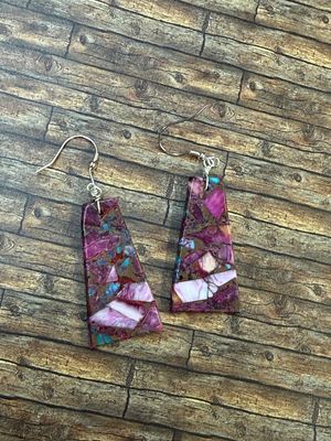 Purple Slab Earring with Turuqoise