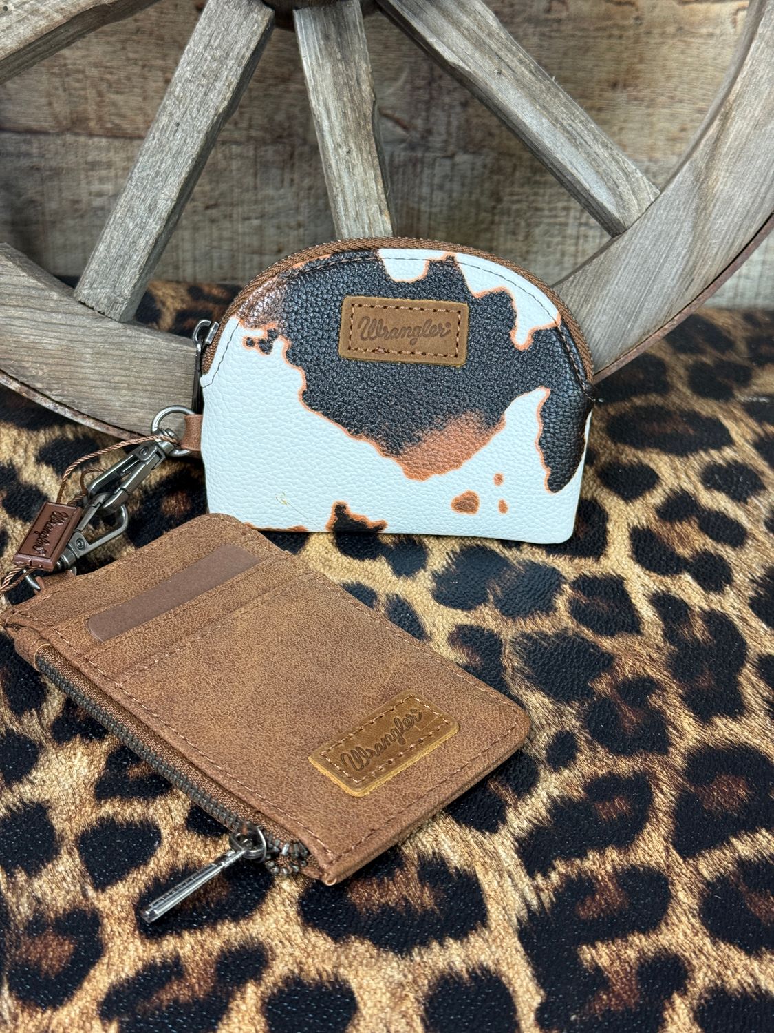 Wrangler Brown Cow Print Wristlet Set