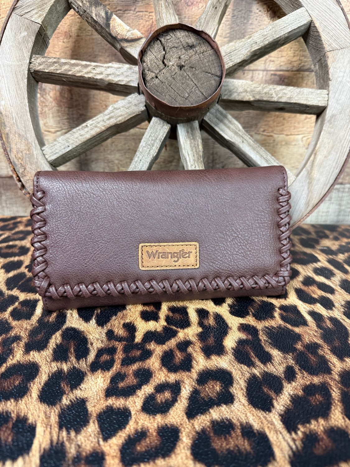 Wrangler Coffee Braided Long Wallet Wristlet
