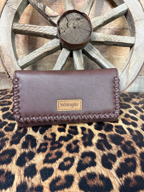 Wrangler Coffee Braided Long Wallet Wristlet
