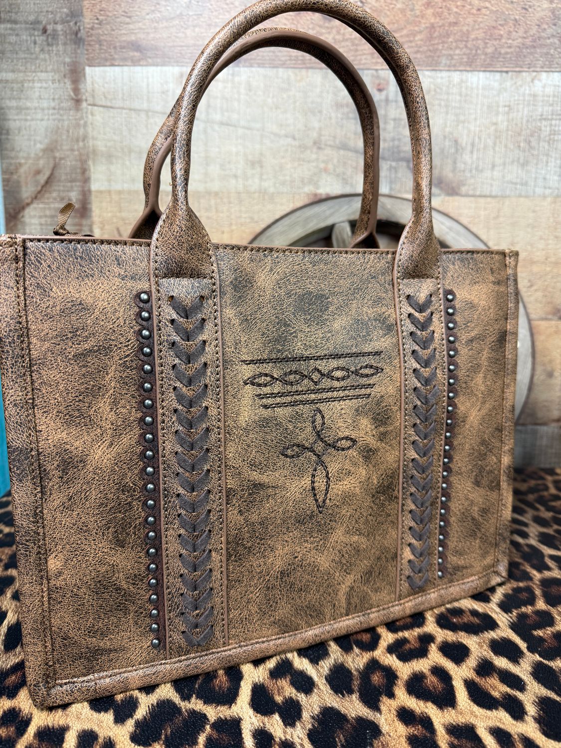 Boot Stitch Coffee Crossbody Wallet Set