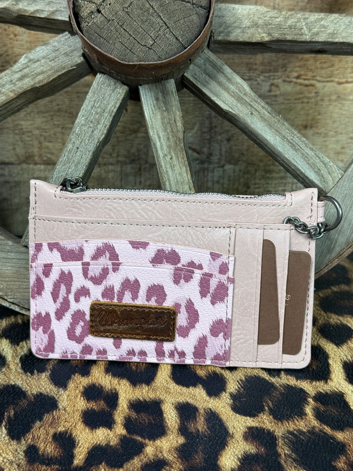 Wrangler Pink Leopard Card Wallet Wristlet