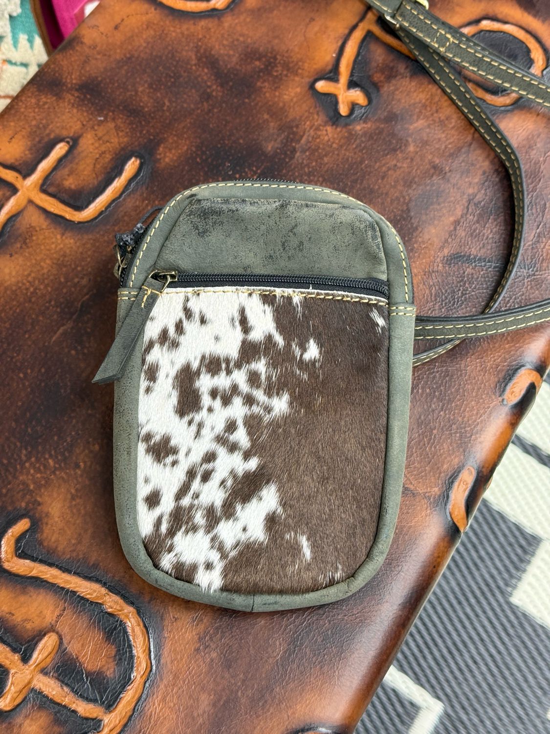 Cowhide Cellphone Bag-Gray