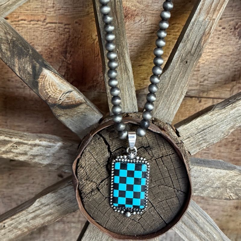 Turquoise Check Necklace