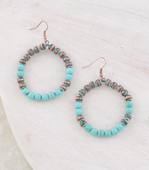 Patina Copper Pearl Hoop Earrings
