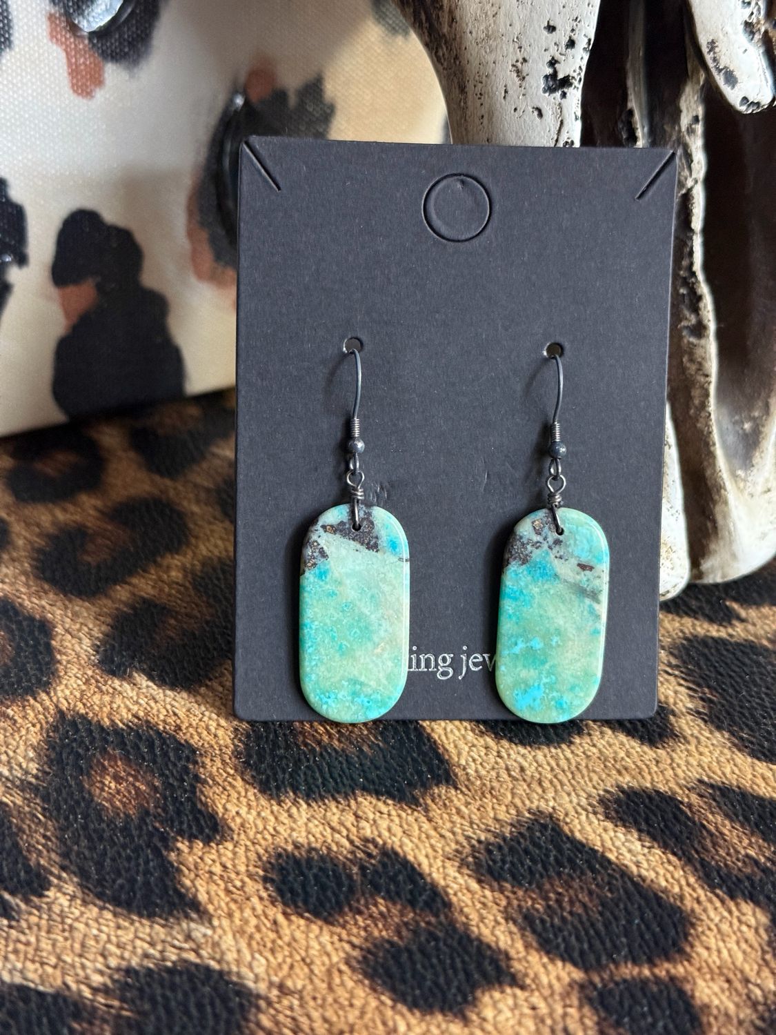 Turquoise Slab Earrings #1