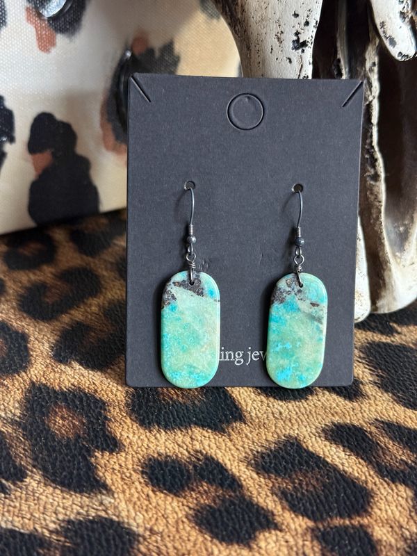 Turquoise Slab Earrings #1