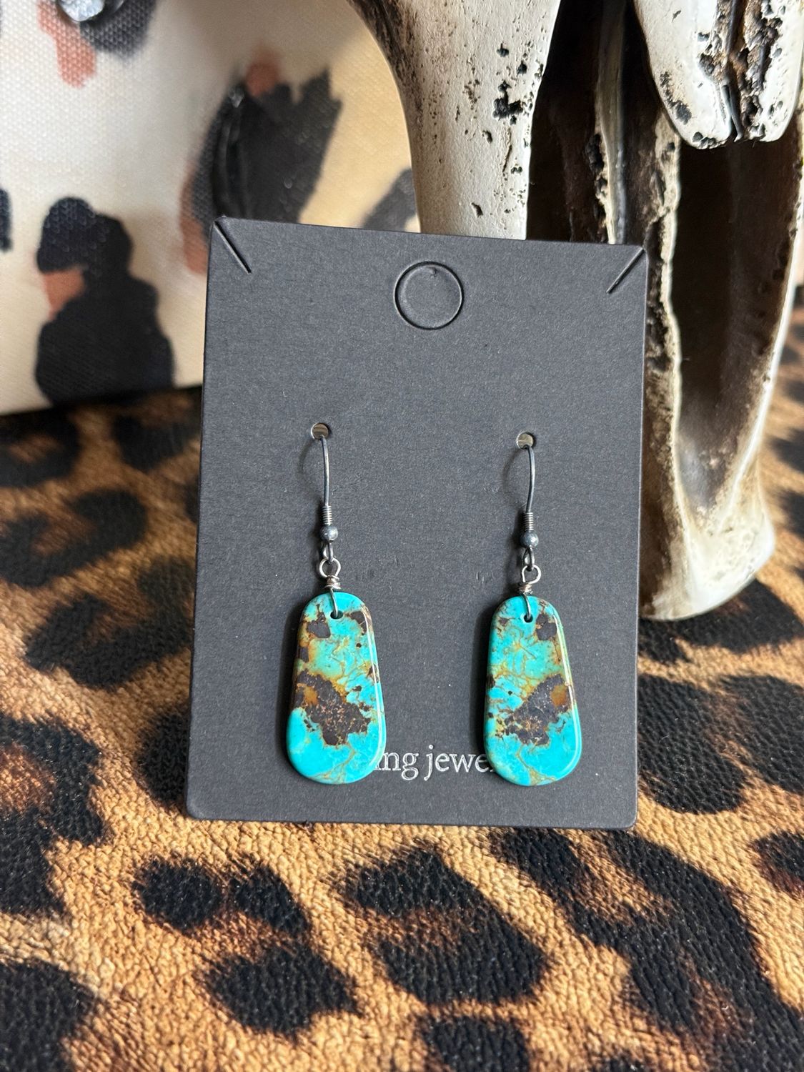 Turquoise Slab Earrings #2
