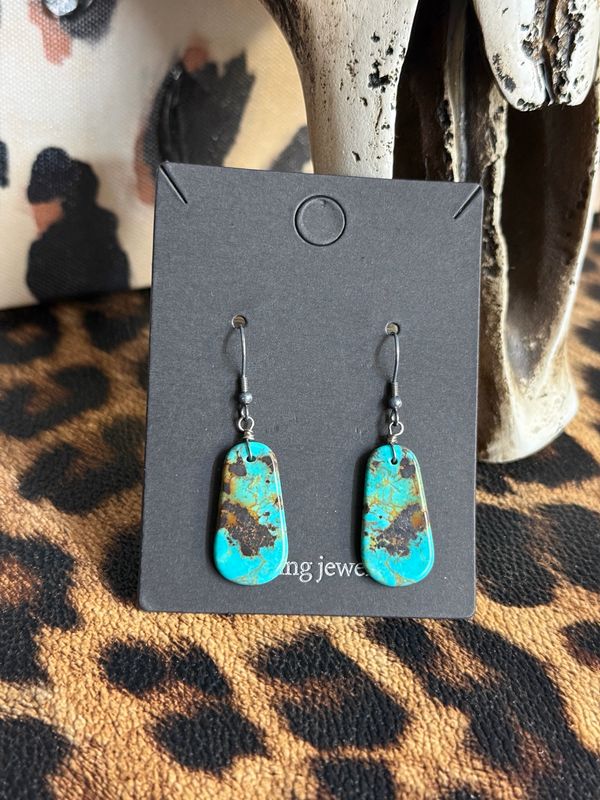 Turquoise Slab Earrings #2