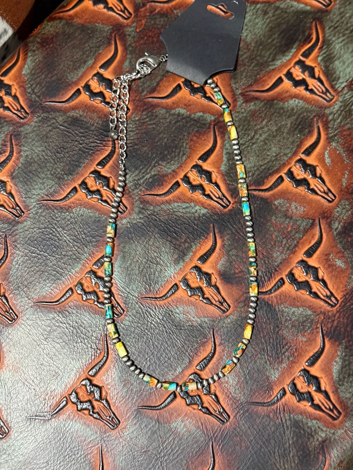 Spiny Pearls &amp; Turquoise Fashion Necklace